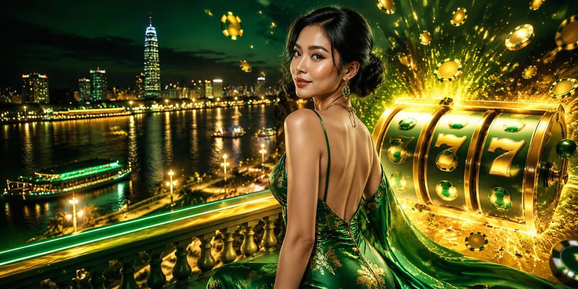 Người dùng trải nghiệm slot game trên điện thoại tại bãi biển Mê Kông sống động